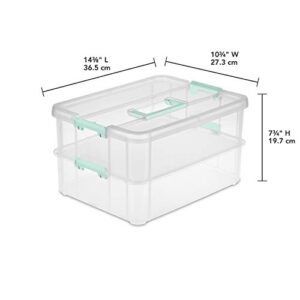 Sterilite Stack & Carry 2 Layer Box Small Storage, Clear, Pack of 4