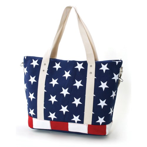 WonderMolly Stars and Stripes USA Flag Canvas Tote Bag