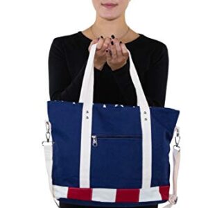 WonderMolly Stars and Stripes USA Flag Canvas Tote Bag