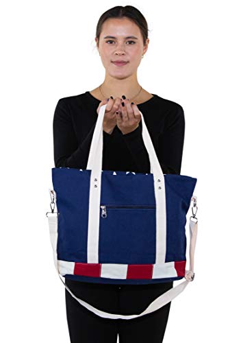 WonderMolly Stars and Stripes USA Flag Canvas Tote Bag