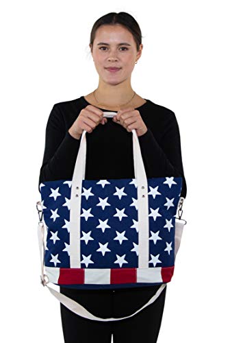 WonderMolly Stars and Stripes USA Flag Canvas Tote Bag