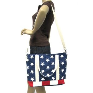 WonderMolly Stars and Stripes USA Flag Canvas Tote Bag