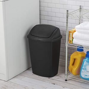 Sterilite 10689006 7.5 Gallon SwingTop Wastebasket, Black Lid and Base, 6-Pack