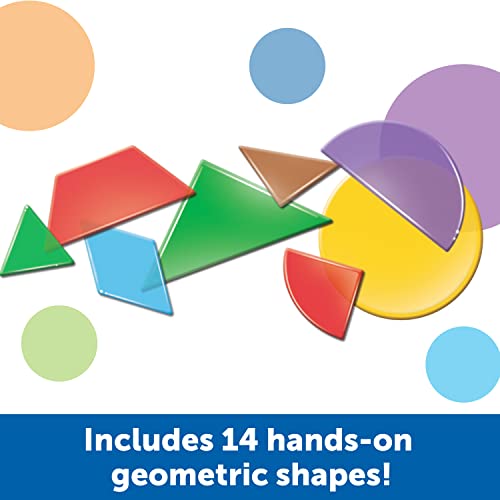 Learning Resources Translucent Geometric Shapes - 408 Pieces, Grades Pre-K+ | Ages 4+ Preschool Learning Materials, Manipulative Shapes, Early Geometry Skills, Classroom Accessories, Teacher Aids