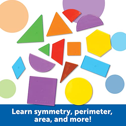 Learning Resources Translucent Geometric Shapes - 408 Pieces, Grades Pre-K+ | Ages 4+ Preschool Learning Materials, Manipulative Shapes, Early Geometry Skills, Classroom Accessories, Teacher Aids