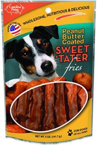 carolina prime pet 45051 peanut butter coated sweet tater fries treat for dogs ( 1 pouch), one size