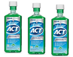 act anticavity fluoride mouthwash, mint, alcohol free, 18-ounce bottle (pack of 3)