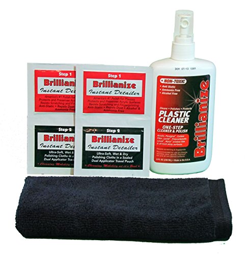 Brillianize Plastic and Glass Cleaning Kit with Terry Style Microfiber Polishing Cloth