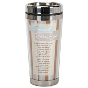 Dicksons Retirement Blessings Brown Stripes 16 Oz. Stainless Steel Insulated Travel Mug with Lid