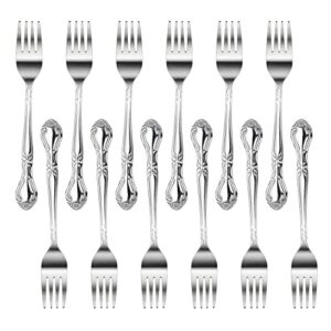 new star foodservice 58666 rose pattern, 18/0 stainless steel, salad fork, 6.2-inch, set of 12
