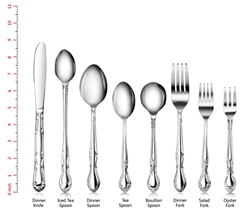 New Star Foodservice 58666 Rose Pattern, 18/0 Stainless Steel, Salad Fork, 6.2-Inch, Set of 12