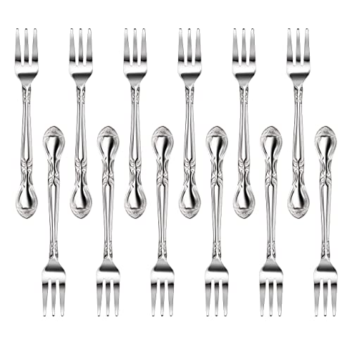 New Star Foodservice 58680 Stainless Steel Rose Pattern Oyster Fork, 5.8-Inch, 12 pieces