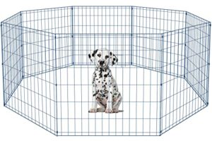 bestpet dog playpen metal wire playpen dog pen 8 panel indoor outdoor metal protable folding animal exercise dog fence 24 inch,blue