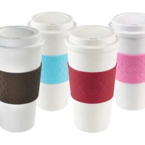 Copco Acadia Reusable To Go Mug, 16-ounce Capacity 4-pack (Pink, Azure, Brown, Red)