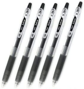 pilot juice retractable premium gel ink roller ball pens, ultra fine point,-0.38mm- black ink,-value set of 5