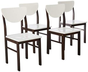 kings brand furniture dining room kitchen wood side chair (set of 4), walnut/white
