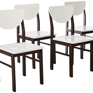 Kings Brand Furniture Dining Room Kitchen Wood Side Chair (Set of 4), Walnut/White