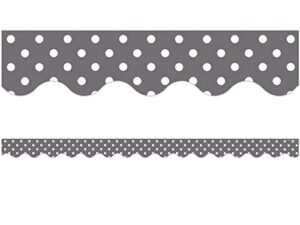 teacher created resources gray polka dots scalloped border trim (5495)