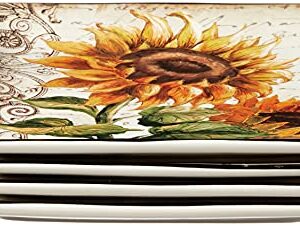 Certified International French Sunflowers Dinner Plate, 10.5-Inch, Multicolor, Large, Set of 4