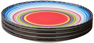 certified international tequila sunrise dinner plate, 11-inch, assorted designs, set of 4, black