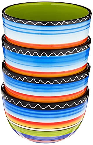 Certified International Tequila Sunrise Ice Cream Bowl, 5.25-Inch, Assorted Designs, Set of 4