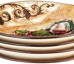 Certified International Tuscan View Soup/Pasta Bowl, 9.5-Inch, Set of 4, Multicolored