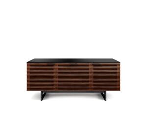 bdi corridor 8177 triple-width media console with drawer, chocolate stained walnut
