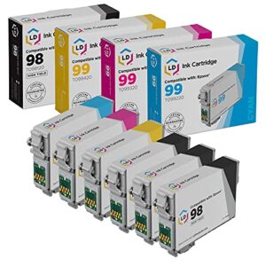 ld products remanufactured ink cartridge replacement for epson 98 ( black,cyan,magenta,yellow , 6-pack )