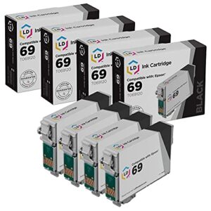 ld remanufactured ink cartridge replacements for epson 69 t069120 (black, 4-pack)