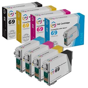 ld products remanufactured ink cartridge replacement for epson 69 (black, cyan, magenta, yellow, 4-pack)