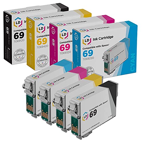 LD Products Remanufactured Ink Cartridge Replacement for Epson 69 (Black, Cyan, Magenta, Yellow, 4-Pack)