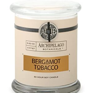 Archipelago Botanicals Bergamot Tobacco Glass Jar Candle | Italian Bergamot and Tobacco Flower | Hand-Poured Premium Wax and Lead-Free Wicks | Burns Approx. 60 Hours (8.6 oz)