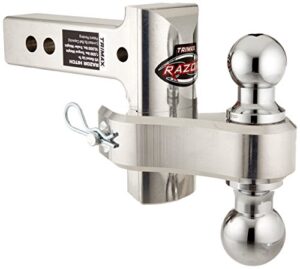 trimax trz4alrp 4" aluminum adjustable hitch with dual hitch ball and receiver adjustment pin, silver