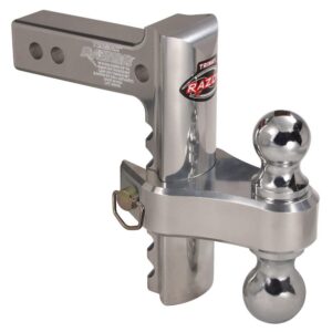 trimax trz8alrp 8" aluminum adjustable hitch with dual hitch ball and receiver adjustment pin, silver
