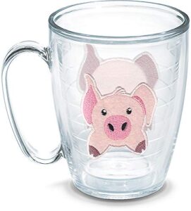 tervis front & back pig made in usa double walled insulated tumbler travel cup keeps drinks cold & hot, 16oz mug - no lid, clear