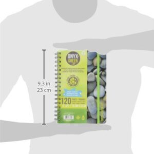 Onyx and Green Notebook, 6 x 9 Inches with Elastic Closure, 60 Ruled Sheets, Stone Paper, (6702)