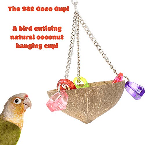 982 Coco Cup Bonka Bird Toys Natural Coconut Chew Grab Beak Parrot Parrotlet Budgie Finch Cockatiel Parakeet