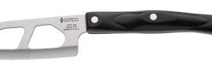 CUTCO Model 3764 Santoku Cheese Knife with High Carbon Stainless 3.75" Double-D serrated edge blade and 5" Classic Dark Brown handle (often called "Black") in factory-sealed plastic bag.