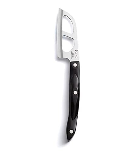 CUTCO Model 3764 Santoku Cheese Knife with High Carbon Stainless 3.75" Double-D serrated edge blade and 5" Classic Dark Brown handle (often called "Black") in factory-sealed plastic bag.