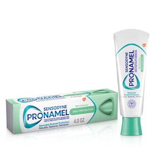 sensodyne pronamel daily protection enamel toothpaste for sensitive teeth and cavity protection, sensitivity protection and cavity protection, mint essence - 4 ounces