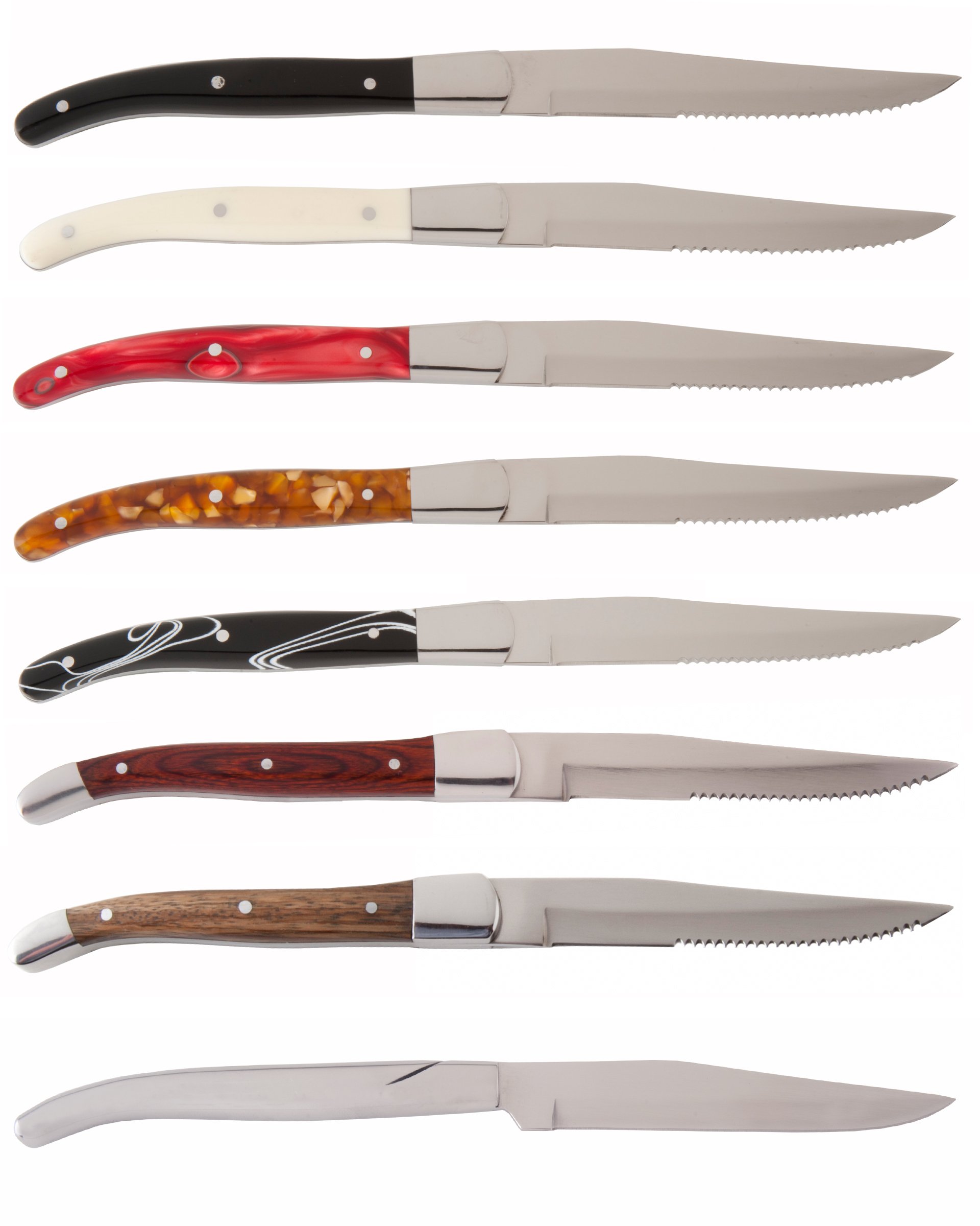 Fortessa Provencal Serrated Steak Knife, 9.25-Inch, Red Handle, Set of 6 -