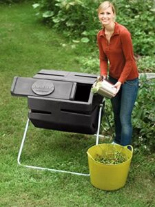 gardeners supply company compost tumbler | heavy duty outdoor compost bin tumbler with easy to fill sliding door | high volume tumbling composter & organic waste mixer | 43-gallons capacity