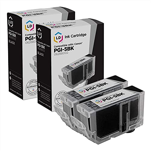 LD Compatible Ink Cartridge Replacement for Canon PGI5Bk 0628B002 (Pigment Black, 2-Pack)