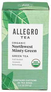 allegro tea, organic northwest minty green tea bags, 20 ct