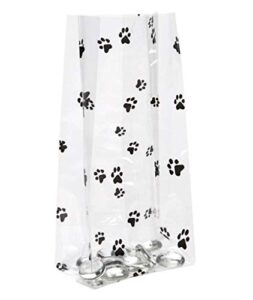 paw print gusset cello bag - all-occasion favor 3.5 inch x 2 inch x 7.5 inch set of 20