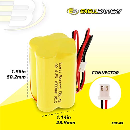 4.8V 1000mAh Emergency Lighting/Exit Sign Battery Fits and Replaces Daybright BL93NC487 E-conolight E-XP2RBW Emergi-lite BL93NC487 Emerlight BL93NC487 Interstate ANIC1117 Unitech Systems D-AA500