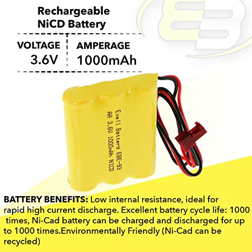 3.6V 1000mAh Emergency/Exit Lighting Battery Fits and Replaces Cooper Industries LPX70RWH, ANIC0553, Jiangmen Battery 026-148, Max Power Electonics 026-148, Navilite NNYXSB ANIC0553 41B020AD13301