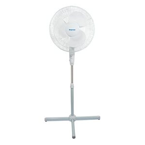 impress oscillating stand fan | 16-inch | carry handle | quiet | adjustable height & tilt | 3-speed (white)