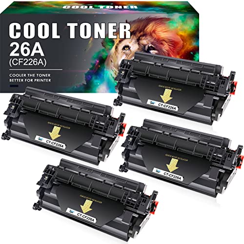 Cool Toner Compatible Toner Cartridge Replacement for HP 26A CF226A 26X CF226X Pro MFP M426fdw M402n M402dn M402dw M426fdn M426dw M402 M402d 402n M426 Printer Toner Ink (Black, 4-Pack)