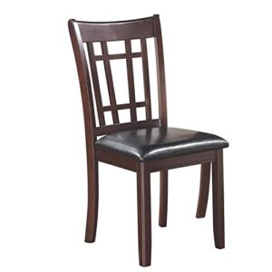 coaster furniture lavon transitional dining side chairs (set of 2) upholstered seat black faux leather polyurethane espresso brown 102672
